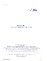 APA INSURANCE LTD – BURGLARY INSURANCE PROPOSAL FORM