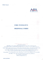 APA INSURANCE LTD – FIRE & SPECIAL PERILS INSURANCE PROPOSAL FORM