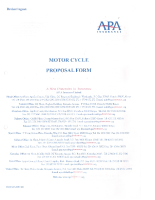 APA INSURANCE LTD – MOTOR CYCLE INSURANCE PROPOSAL FORM