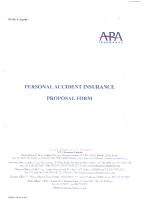 APA INSURANCE LTD – PERSONAL ACCIDENT INSURANCE PROPOSAL FORM