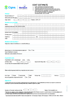 CIGNA COST ESTIMATE FORM