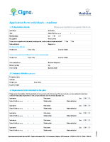 CIGNA – MEDISTAR APPLICATION FORM FOR INDIVIDUALS INCLUDING MEDICAL QUESTIONNAIRE