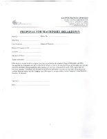 GA INSURANCE LTD – MACHINARY BREAKDOWN INSURANCE PROPOSAL FORM