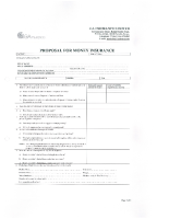 GA INSURANCE LTD – MONEY INSURANCE PROPOSAL FORM