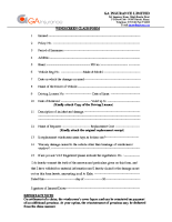 GA INSURANCE LTD – WINDSCREEN CLAIM FORM