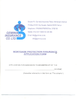 GEMINIA INSURANCE CO LTD – MORTGAGE PROTECTION ASSURANCE PROPOSAL FORM